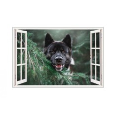 Sticker decorativ, Fereastra 3D, Caine, 85 cm, 621STK
