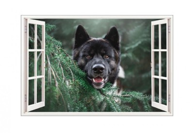 Sticker decorativ, Fereastra 3D, Caine, 85 cm, 621STK foto