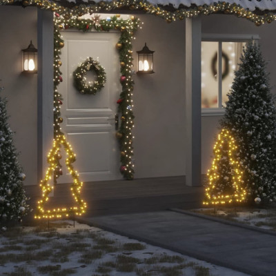 vidaXL Decorațiune brad cu lumini de Crăciun cu țăruși, 115 LED, 90 cm foto
