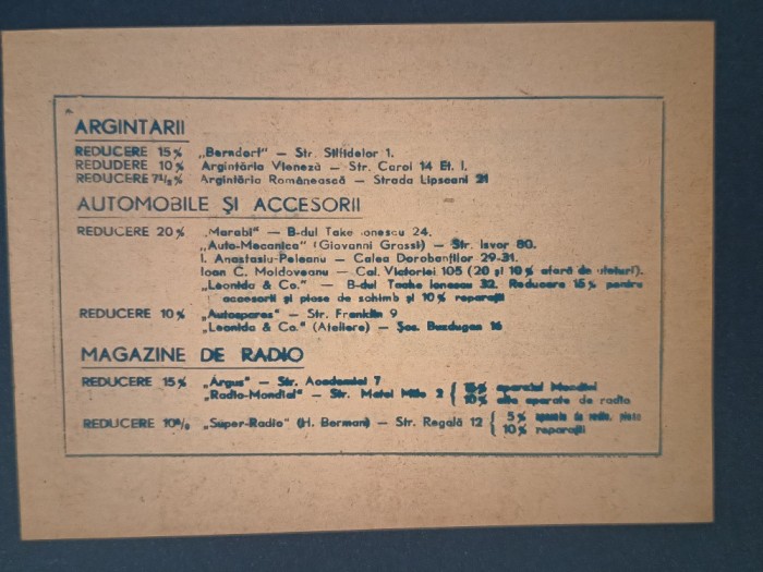 afis reclama Argintarii,Autovehicule si accesorii, anii 1930-1940 Romania