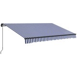 Outsunny Șuncă de soare Markiză Terasă, inclusiv Manivelă, rezistent la intemperii, 350 cm x 290 cm, Albastru + Alb | Aosom Romania