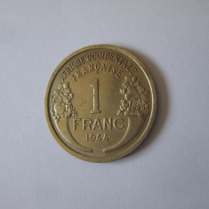 Rara! Africa Occidentală Franceză 1 Franc 1944 guvernul provizoriu francez WWII
