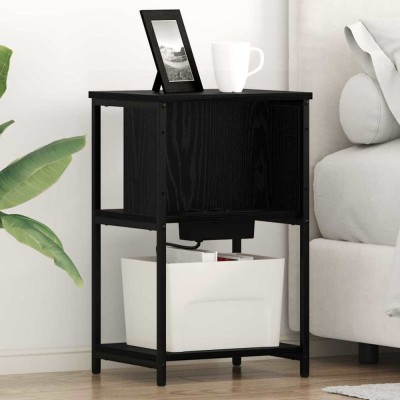 vidaXL Dulap de noapte Stejar negru 38 x 31 x 61 cm Lemn compozit foto
