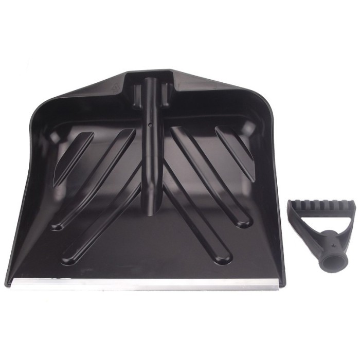 Lopata plastic cu coada lemn fag 1.3 metri, cupa 43x41 cm, pentru dat zapada, lama atac aluminiu, maner terminal D