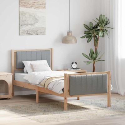 vidaXL Cadru de pat Maro și gri deschis 80 x 200 cm Lemn masiv de pin 878499 foto