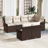 VidaXL Set de canapele pentru grădină cu pernă 7 pcs Maro Rattan poli