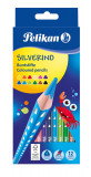 Creioane color silverino lacuite, set 12 culori, sectiune triunghiulara, Pelikan