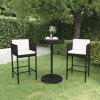 Gossi set mobilier bar de gradina cu perne, 3 piese, negru, poliratan