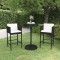 vidaXL Set mobilier bar de grădină cu perne, 3 piese, negru, poliratan 3094772