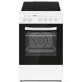 Aragaz electric Heinner HFSC-S56E4VWH, plita vitroceramica, 4 zone de gatit, cuptor electric, clasa A, grill, ventilatie, 50x60 cm, alb