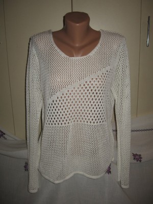 Bluza bumbac alb cu model Mar M/ L foto