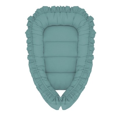 Cosulet bebelus, MimiNu, Pentru dormit, Baby Nest 55 x 75 cm, Cu Volanase, Husa 100% bumbac, Din bumbac certificat Oeko Tex Stan foto