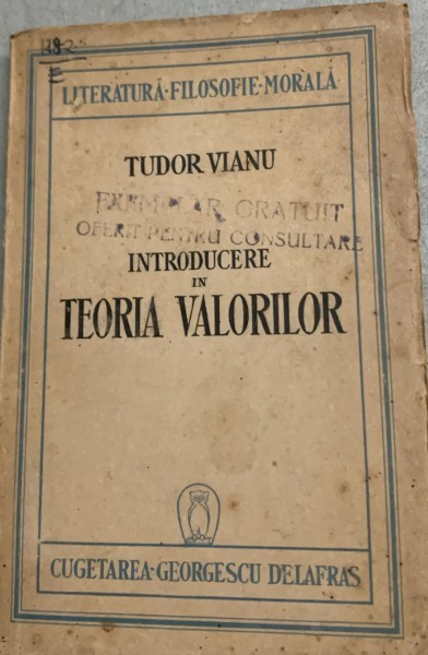 Introducere in teoria valorilor - Tudor Vianu - din biblioteca lui Geo Dumitrescu