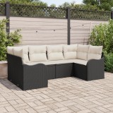Set de Canapele Grădină 6 Piese cu Pernuțe Ratan Poli Negru