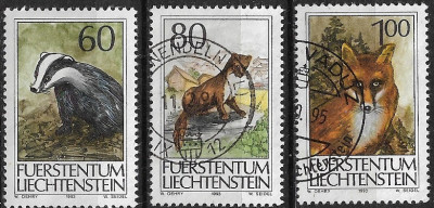 B1180 - Lichtenstein 1993 - Fauna 3v.stampilat,serie completa foto
