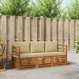 vidaXL Seturi de canapele 3 pcs Natural și Bej Lemn Solid de Acacia 3374273