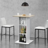 [en.casa] Masa bar Visby A, 70 x 70 x 110cm, PAL melaminat, alb/culoarea stejarului cu 3 rafturi HausGarden Leisure, [en.casa]