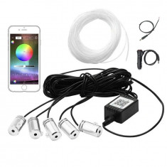 Kit banda LED lumini ambientale RGB bord si portiere control culori prin aplicatie telefon 6 metri