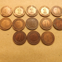 Germania Lot nr. 2 - 13 monede 1 Pfennig 1906 - 1935