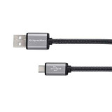 Cablu de date/incarcare Kruger&amp;amp;Matz, microUSB - USB, 0.2 m, impletitura textila, Kruger&amp;Matz