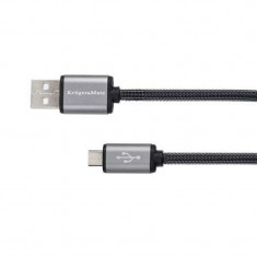Cablu de date/incarcare Kruger&amp;Matz, microUSB - USB, 0.2 m, impletitura textila
