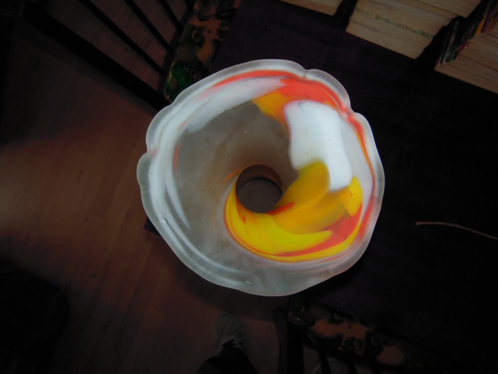 Vaza din sticla gen "Fondul Plastic", multicolora, lucrata manual, H=30 cm.  | Okazii.ro