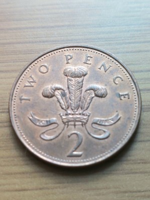 Moneda Anglia Two Pence 2006 -Luciu de batere foto