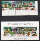 Filipine 1983 - Crăciun, Serie Staif + Colita Souvenir NDT, MNH