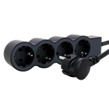 Prelungitor 3 m, 4 prize CP, 3&times;1.5, Negru