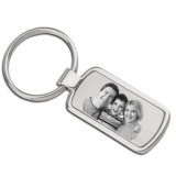 Breloc Personalizat Dreptunghiular, Gravat cu Poza si Text, Metalic, Unisex - Cadou Unic cu Incarcatura Sentimentala