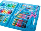 Set de pictura si desen pentru copii WePro Store, 86 piese, creioane colorate, pasteluri de ulei, acuarele, Albastru