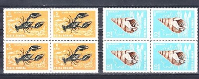 M1 TX7 15 - 1966 - Crustacee si moluste - perechi de cate patru timbre foto