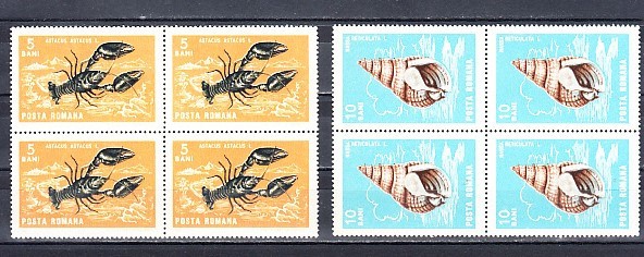 M1 TX7 15 - 1966 - Crustacee si moluste - perechi de cate patru timbre