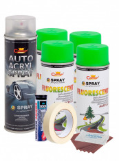 Kit complet reparatie si vopsire jante culoare Verde Fluorescent, V4 foto