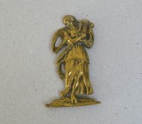 Femeie cu lira vechi ornament de alama/bronz