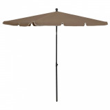 Umbrelă de grădină cu st&acirc;lp, gri taupe, 210x140 cm, vidaXL
