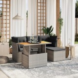 Set mobilier gradina cu perne, 6 piese, gri, poliratan GartenMobel Dekor, vidaXL