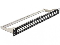 Patch Panel 19" 1U pentru keystone 48 porturi, negru Delock 43280