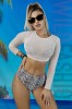 SW2207RR-1122 Costum de baie din 3 piese model bikini set cu tip din plasa, L, M, S/M