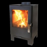 Soba moderna Verso 2 L, 5 kW, din oțel, cu geam mare termorezistent, negru