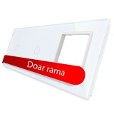 Livolo Panou Sticla Alb 3 Posturi pentru 2 Intrerupatoare Touch si 1 Priza