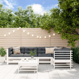 VidaXL Set mobilier relaxare grădină&amp;perne 6 piese alb lemn masiv pin
