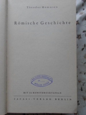 ROMISCHE GESCHICHTE / ISTORIA ROMANA-THEODOR MOMMSEN foto