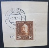 Imperiul Austro-Ungar (Feldpost WWI) 1915-Marcă Poștală Militară de Război (K.u.K. Feldpost) Franz Joseph I 20 Heller Maro pe Decupaj -TG1