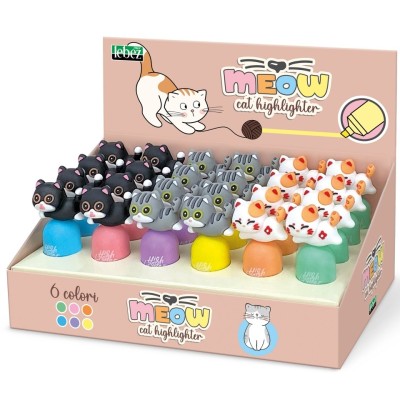 Marker de evidentiere Mini Meow, 6 culori (24 buc/display) foto