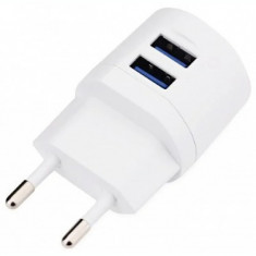 Incarcator Retea Awei 2xUsb si Cablu Date Micro Usb 1m Alb