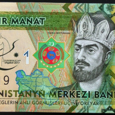 Bancnota EXOTICA 1 MANAT - TURKMENISTAN, anul 2017 *cod 419 = UNC!