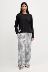 Dkny pijama din amestec de bumbac femei, culoarea negru YI80064