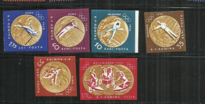 ROMANIA 1961 - MEDALII DE AUR JO MELBOURNE SI ROMA, MNH - LP 528a foto