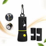 Cumpara ieftin Dispenser Pungi Igienice pentru Caini, Sofia CONCEPT&reg;, Suport cu Lanterna LED, 3 Role Incluse, Portabil, Negru titan